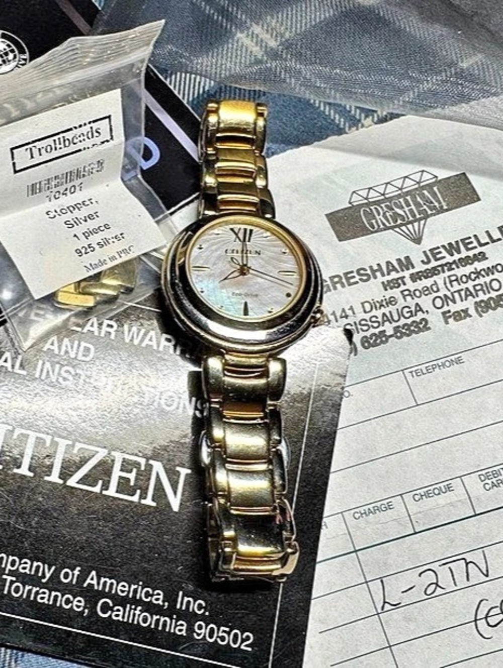Citizen Eco-Drive Gold-Tone Mother of Pearl Dress Watch